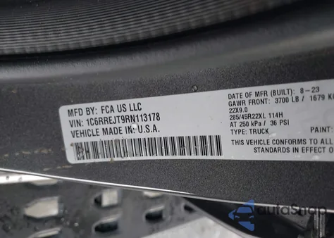 2024 Ram 1500 Laramie 4X2 5'7 Box from USA, damaged, VIN 1C6RREJT9RN113178